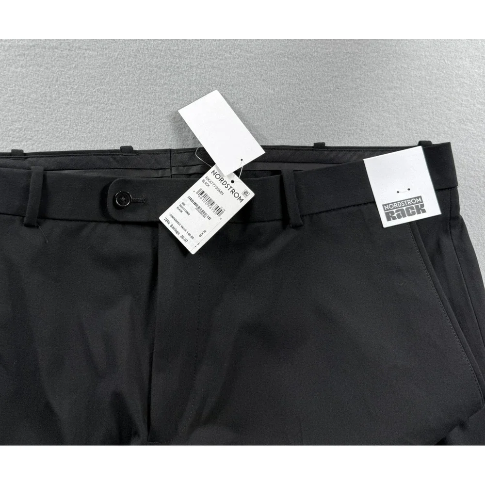 Nordstrom Pants Mens 40x32 Black Stretch Dress Slacks Flat Front Lined Office